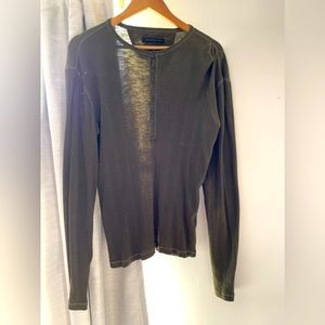 John Varvatos long sleeve Henley dark green size medium.